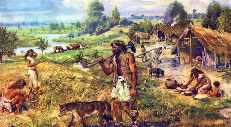 Prehistoria - obrazy - . Neolityczne osiedle z Europy środkowej.jpg